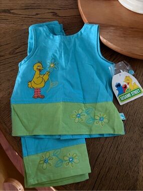 Sesame Street Big Bird Blue & Green Girls Tank Set 12 months